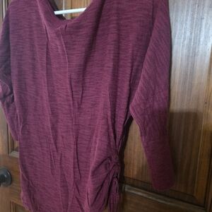 Express Women's Maroon Long Sleeve Top